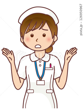困った様子で呆れ顔の女性看護師 126950967