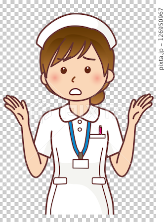 困った様子で呆れ顔の女性看護師 126950967