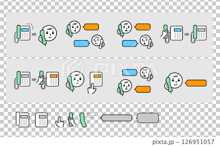 固定電話の使い方の説明（子ども向け）｜線画 126951057