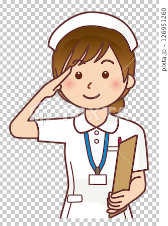 敬礼をする女性看護師 126951260