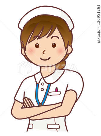 腕を組んで自信満々の女性看護師 126951261