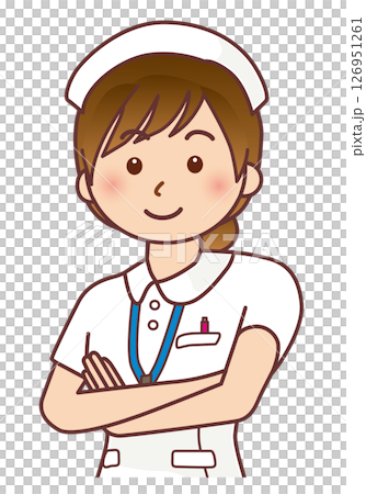 腕を組んで自信満々の女性看護師 126951261
