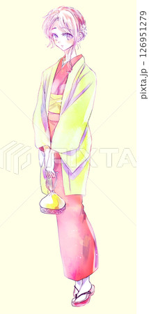 着物の女性　金髪 126951279