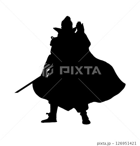 マントを羽織った織田信長風シルエット素材(戦国武将・和風) マントを羽織った織田信長風シルエット素材(戦国武将・和風) 126951421