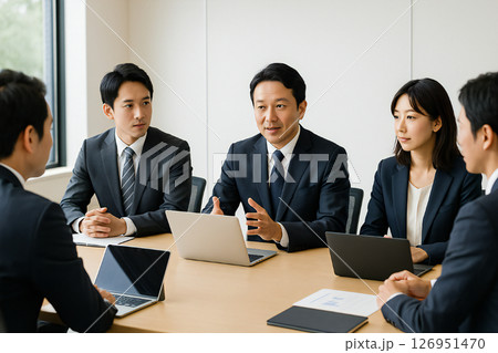 オフィスで打ち合わせをするビジネスマン 126951470