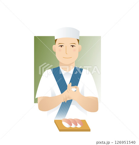 人物　仕事　職業　イラスト　寿司職人 126951540