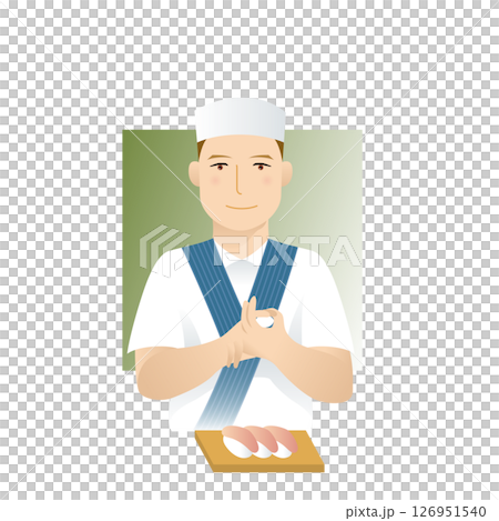 人物　仕事　職業　イラスト　寿司職人 126951540