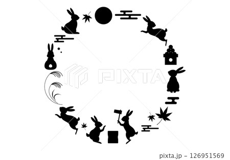 お月見・十五夜のフレームベクターイラスト 126951569