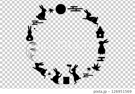 お月見・十五夜のフレームベクターイラスト 126951569