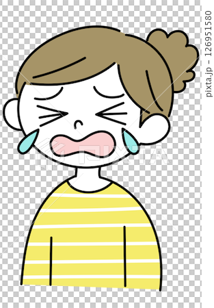 泣いている女性のシンプルな手描きのイラスト 泣いている女性のシンプルな手描きのイラスト 126951580