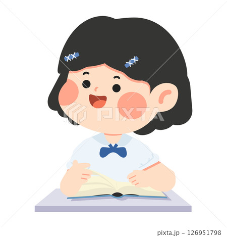 Flat Design Girl Studying Illustration Flat Design Girl Studying Illustration 126951798