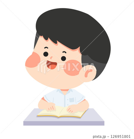 Boy Reading at School Desk Boy Reading at School Desk 126951801