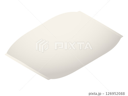 お米が入った白い無地の米袋のアイソメトリックイラスト。 お米が入った白い無地の米袋のアイソメトリックイラスト。 126952088