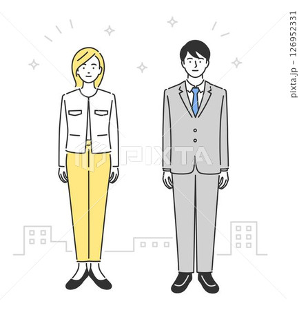 働くビジネスパーソンの全身イラスト素材 126952331