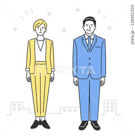 働くビジネスパーソンの全身イラスト素材 126952333