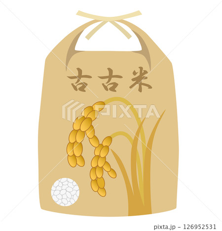 古古米。稲穂がデザインされた備蓄米のコメ袋 古古米。稲穂がデザインされた備蓄米のコメ袋 126952531