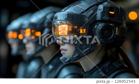 Advanced augmented reality headset technology, future human interface concept 126952543