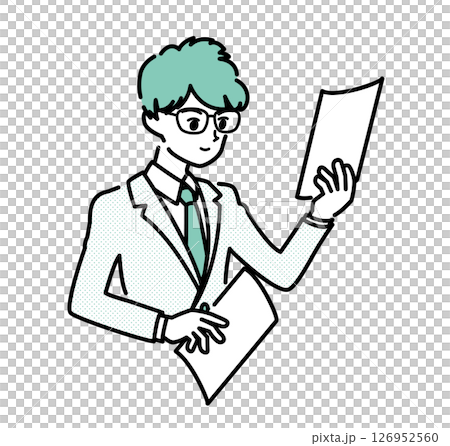 Businessman checking documents (green) Businessman checking documents (green) 126952560