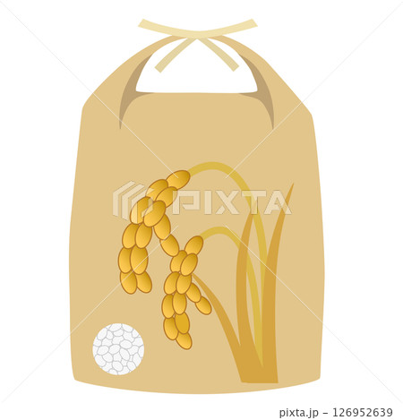 日本のお米。稲穂がデザインされたコメ袋 126952639