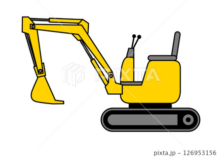 横向きの小型油圧ショベル 横向きの小型油圧ショベル 126953156