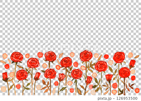 Illustration material of a red rose flower field Rose Watercolor Hand-drawn Frame 126953500
