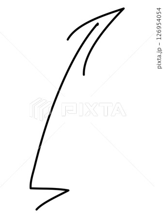 黒の手描きの上を指す矢印アイコン 126954054