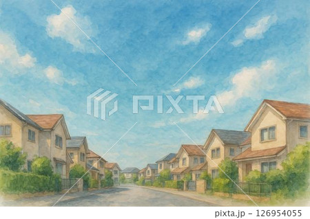 住宅街　青空 126954055