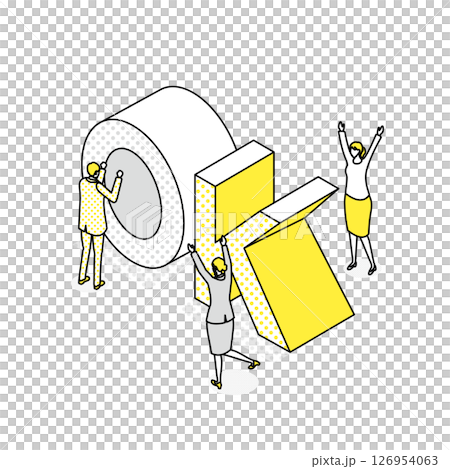 Illustration of an OK sign and a happy person (isometric) Illustration of an OK sign and a happy person (isometric) 126954063