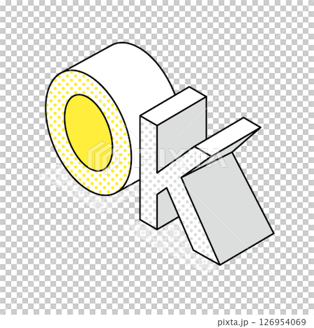 3D illustration of OK (pop, yellow) 126954069