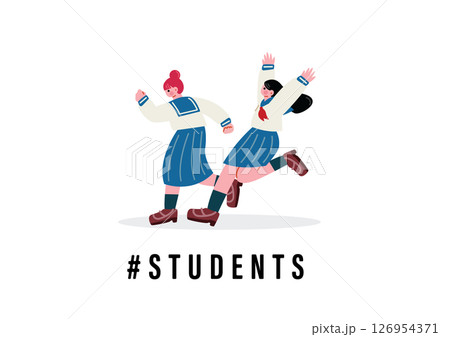 並んで走る女子高生 並んで走る女子高生 126954371