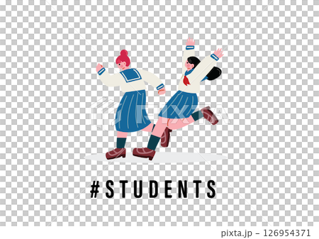 並んで走る女子高生 並んで走る女子高生 126954371