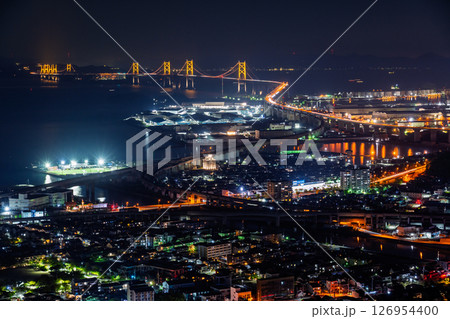 《香川県》瀬戸大橋の夜景・青ノ山山頂展望台 126954400