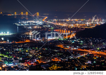 《香川県》瀬戸大橋の夜景・青ノ山山頂展望台 126954402