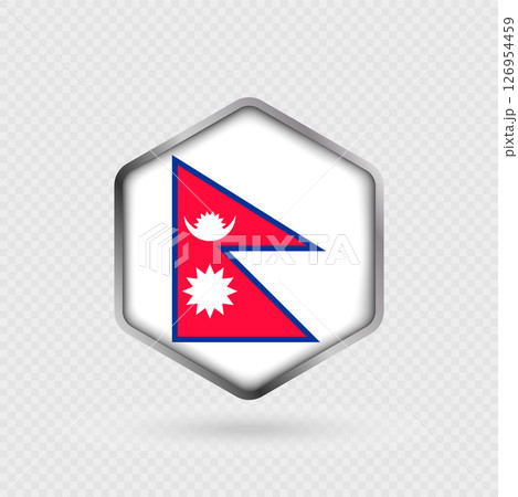 Nepal Flag Icon in Hexagon Shape. 126954459