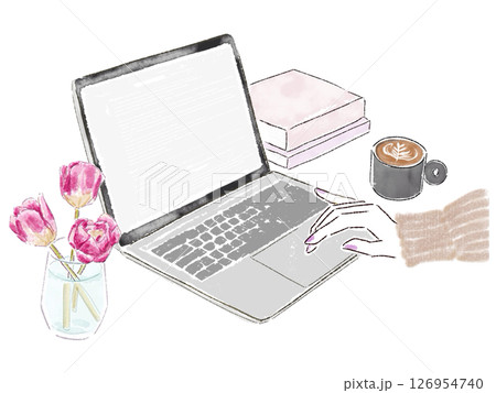 パソコンで仕事をするイメージイラスト パソコンで仕事をするイメージイラスト 126954740