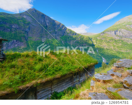 Geiranger Fjord, Norway. Nature in fjords. Traveling on a Norwegian fjord. Scandinavia. Geiranger Fjord, Norway. Nature in fjords. Traveling on a Norwegian fjord. Scandinavia. 126954781