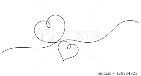 hearts symbol couple love line art continuous decorative handdrawn 126954828