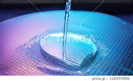 半導体製造工場で洗浄されるウェハーのイメージの3DCGイラスト  クローズアップ 126954906