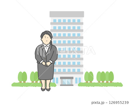 ビジネスウーマン  新入社員  ビル  建物  イラスト 126955239