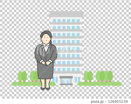ビジネスウーマン  新入社員  ビル  建物  イラスト 126955239