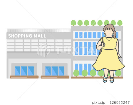 買い物を楽しむ女性 ショッピングモール 建物 イラスト 買い物を楽しむ女性 ショッピングモール 建物 イラスト 126955247