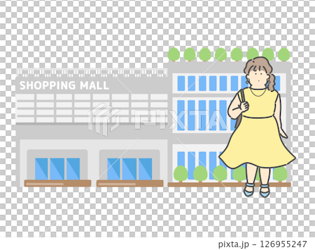 Woman enjoying shopping Shopping mall Building Illustration Woman enjoying shopping Shopping mall Building Illustration 126955247