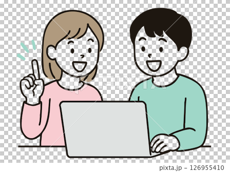 Children having fun learning on the computer 126955410