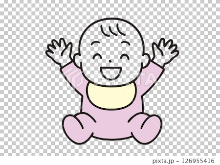 Baby laughing with hands up 126955416