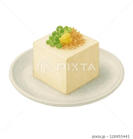 薬味を添えた冷奴の水彩イラスト素材 薬味を添えた冷奴の水彩イラスト素材 126955441