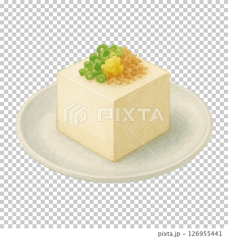 薬味を添えた冷奴の水彩イラスト素材 薬味を添えた冷奴の水彩イラスト素材 126955441