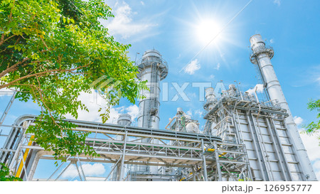 Eco Power Plant green park. Green industry eco power, Modern sustainable energy industry concept 126955777
