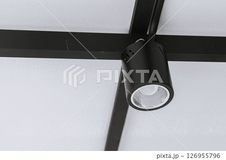Ceiling lamp, Downlight install at ceiling top roof at house interior electricity modern design. Ceiling lamp, Downlight install at ceiling top roof at house interior electricity modern design. 126955796
