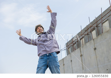 Radio Taiso, Japanese engineer worker stretching dance before start working in the morning Radio Taiso, Japanese engineer worker stretching dance before start working in the morning 126955830