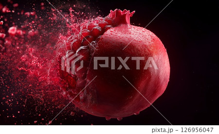 Exploding pomegranate with red juice 126956047